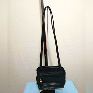 Carriage House Vintage Black Leather Shoulder Bag